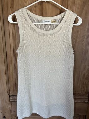 Calvin Klein Cream Open-Weave Knit Tank Top